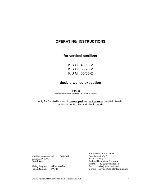 service manual for KSG autoclaves sterilizer 2 KSG General instructions
