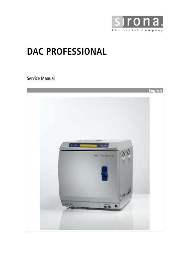 Service Manual For Sirona DAC Autoclave Sterilizer Sirona DAC